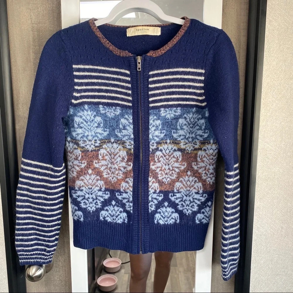 Sparrow Anthropologie Wool Full Zip Sweater